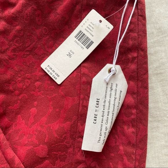 Anthropologie Pilcro High Rise Red Emboss Jeans - Picture 5 of 9